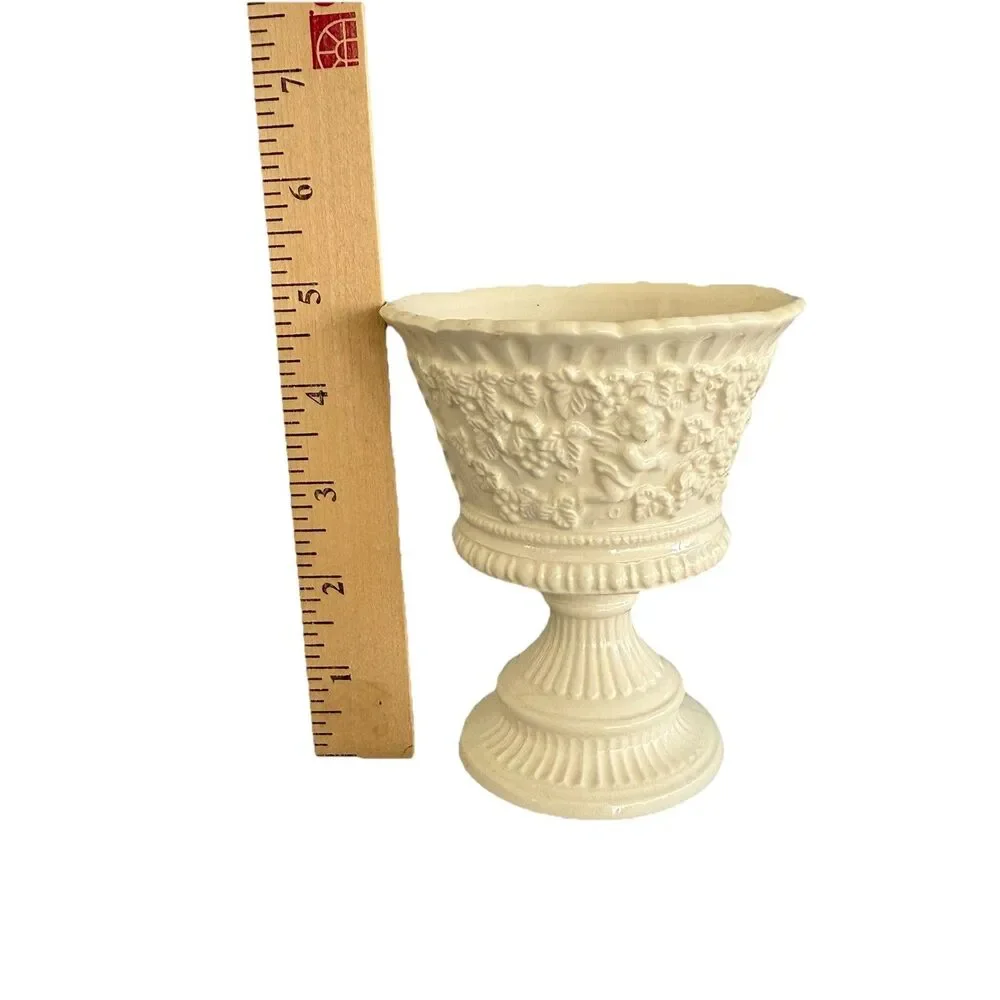 Vintage RENAISSANCE by LEFTON White Porcelain Cherubs Candy Dish Vase #3572
